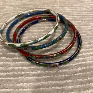 4 Enamel Cloisonné Bangle Bracelets -Vintage / Antique